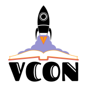 Color version of the VCON Book & Rocket Logo